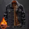 Men's Trendy Fleece-Lined Thickened Denim Padded Jacket