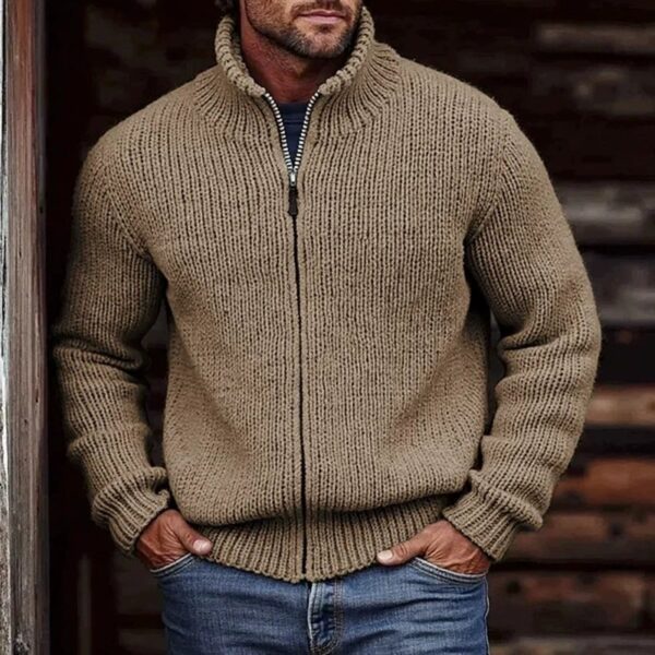 Men's Fashionable Cardigan Long-Sleeve Zip-Up Sweater