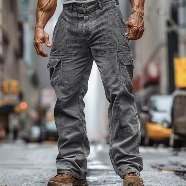 Men's Casual Trendy Corduroy Multi-Pocket Solid Color Cargo Pants