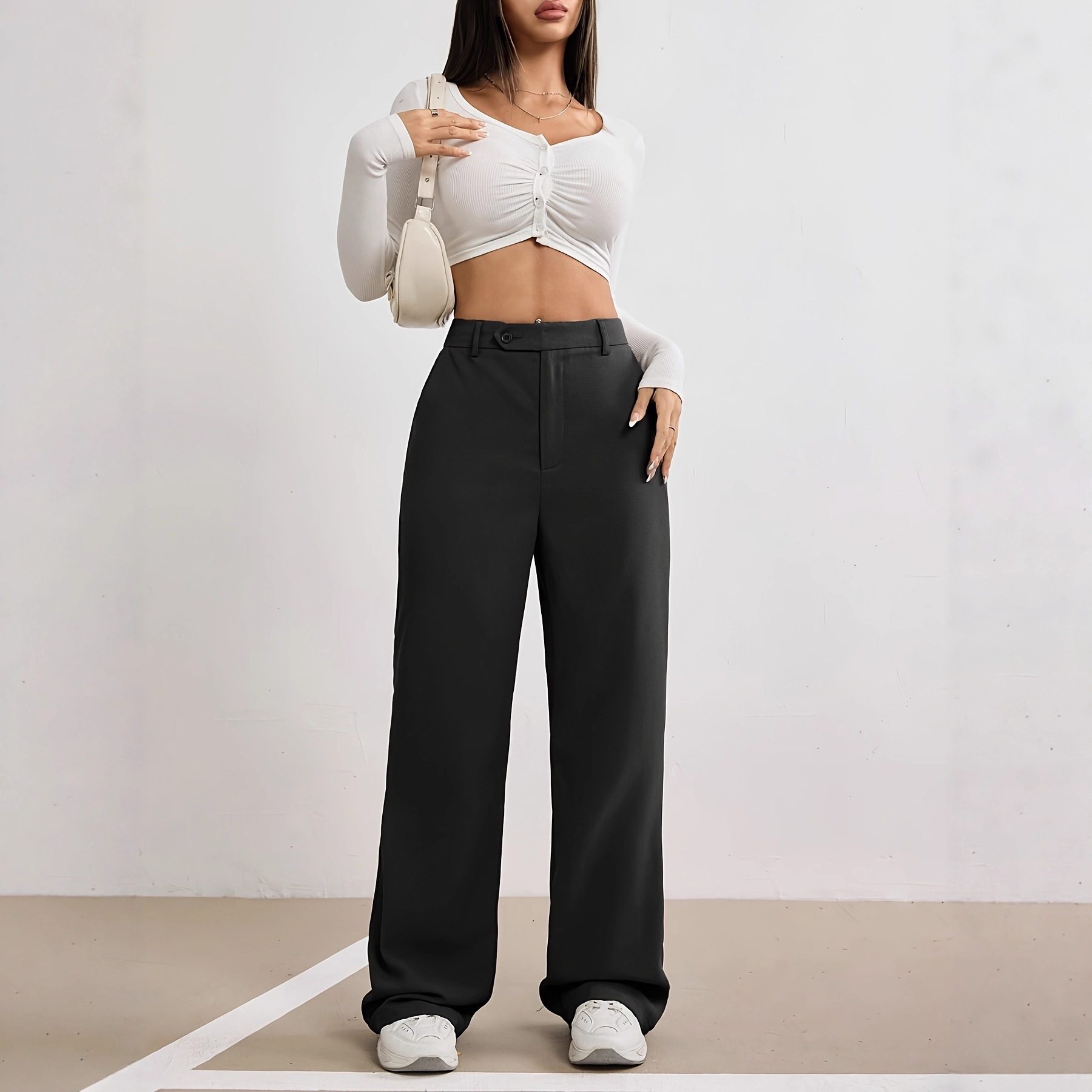 Women's High-End Loose-Fit Figure-Flattering Straight-Leg Pants