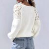 Women's Casual Crochet Long Sleeve Pullover Sweater