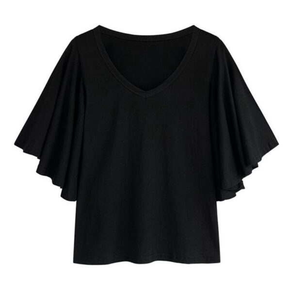 Women's Casual Plus-Size Short-Sleeve Top With Wide Sleeves