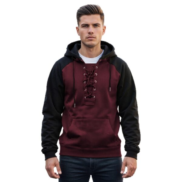 Men's Retro Casual Drawstring Hooded Pullover Sweater
