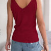 Women's Solid Color V-Neck Hollow Out Sleeveless Knit Vacation Top
