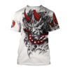 Men's Casual 3D Printed Samurai Loose Round Neck T-shirt