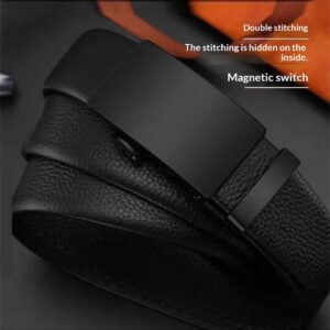 Men's Formal Smooth Leather Belt With Automatic Buckle
