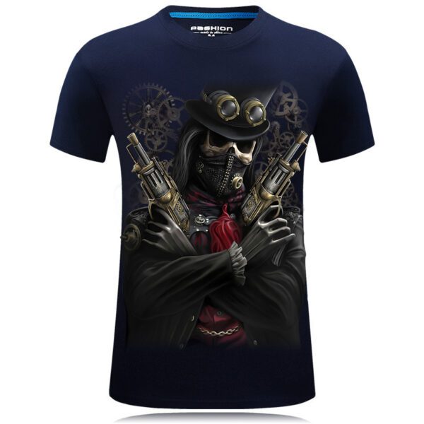 Men's Casual Trendy 3D Printed Dystopian Gunslinger Short Sleeve T-shirt