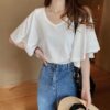 Women's Casual Plus-Size Short-Sleeve Top With Wide Sleeves