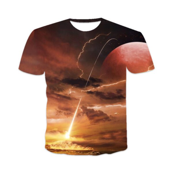 Men's 3D Printed UFO Sci-Fi Casual Short Sleeve T-Shirt