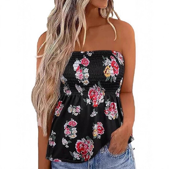 359b2609-66a4-4220-ab26-c7c4f20c6e78.jpg Women's Casual Floral Off-Shoulder Strapless Short Crop Top