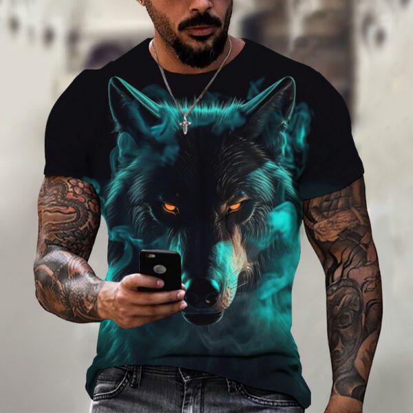 Men's Casual 3D Printed Wild Animal Summer T-shirt
