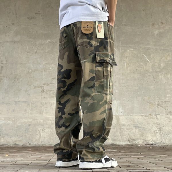 3728d67b-7771-4ef3-b353-f78db6dd5203.jpg Men's Long Retro Casual Street Wear Straight-fit Camouflage Cargo Pants