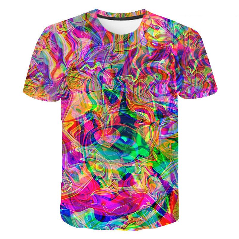 Men's 3D Printed Abstract Tie-Dye Casual Fashion Summer Round Neck T-Shirt