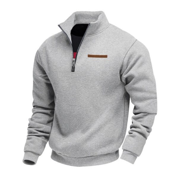 39661791-7a00-4a4b-a0a2-fbbfec2f3fa2.jpg Men's Casual Fleece-Lined Mid-Length Zip-Up Loose-fit Stand-up Collar Sweater