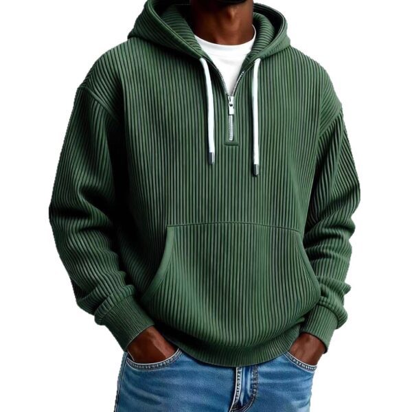 Men's Casual Solid-Colored Corduroy Long-Sleeve Hoodie