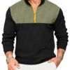 Men's Casual Sporty Color-Block Cardigan Half-Zip Sweater
