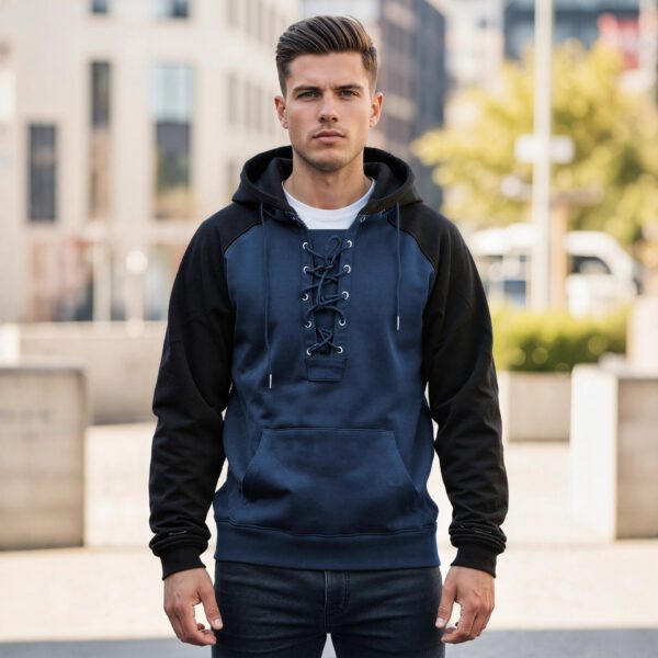 Men's Retro Casual Drawstring Hooded Pullover Sweater