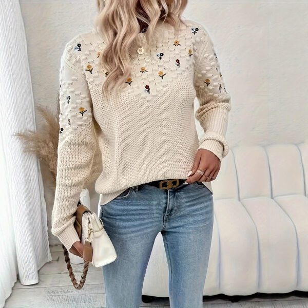 3a946770-aa2b-4ae5-ac88-1511c0354887.jpg Women's Artistic And Pastoral-Style Thickened Round-Knit Daisy Sweater