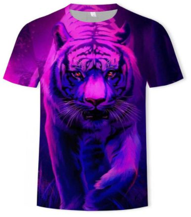 Men's 3D-Printed Wild Animal Graphic Short Sleeve T-Shirt for Casual Wear
