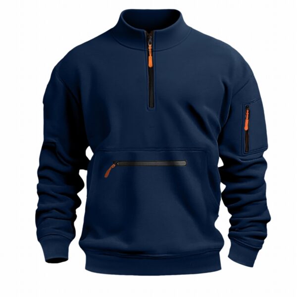 Men's Athletic Stand-Up Collar Zipper Fleece Sweater