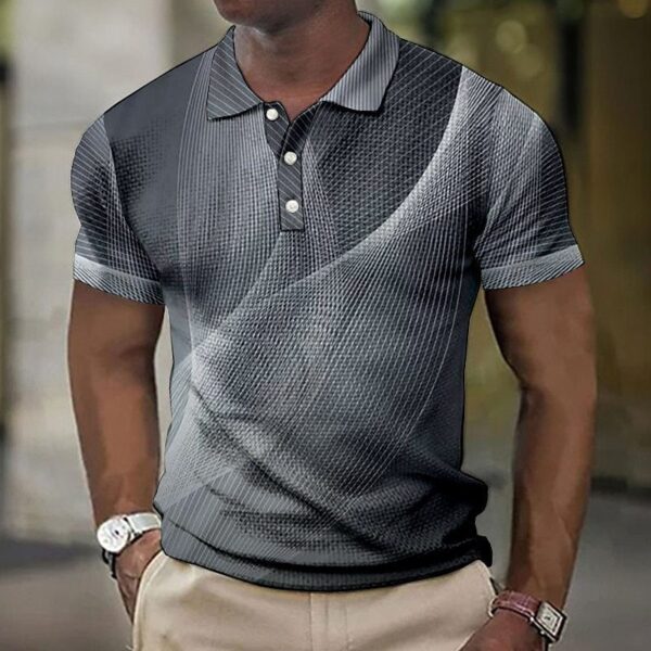 Men's 3D Printed Button Short-sleeved Polo Shirt