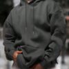 Men's Fashionable Solid-Color Drop-Shoulder Long-Sleeve Hoodie