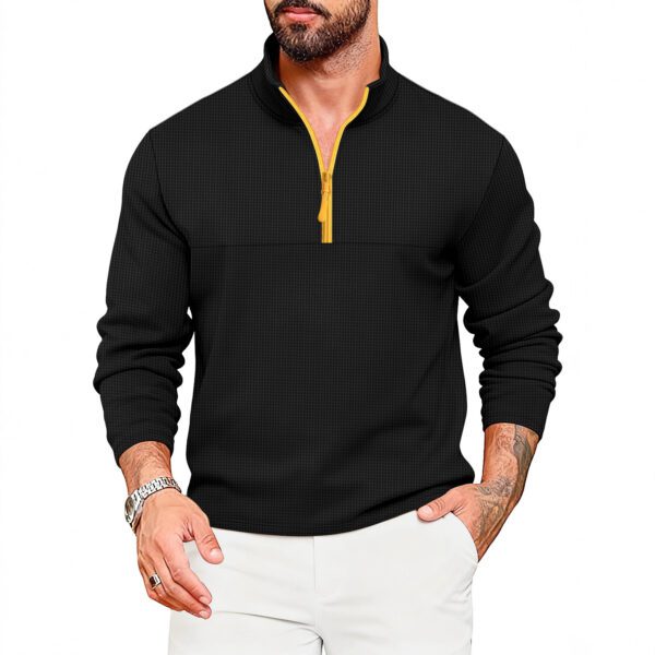 Men's Casual Sporty Color-Block Cardigan Half-Zip Sweater
