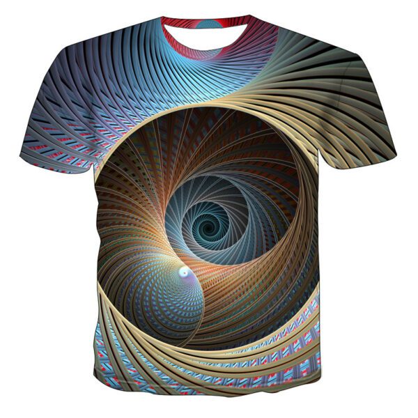 Men's Casual Short Sleeve T-shirt with Striking 3D Printed Abstract Design