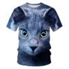 Men's Casual T-shirt with Eye-Catching 3D Printed Cat Pattern – Short Sleeve Comfort!