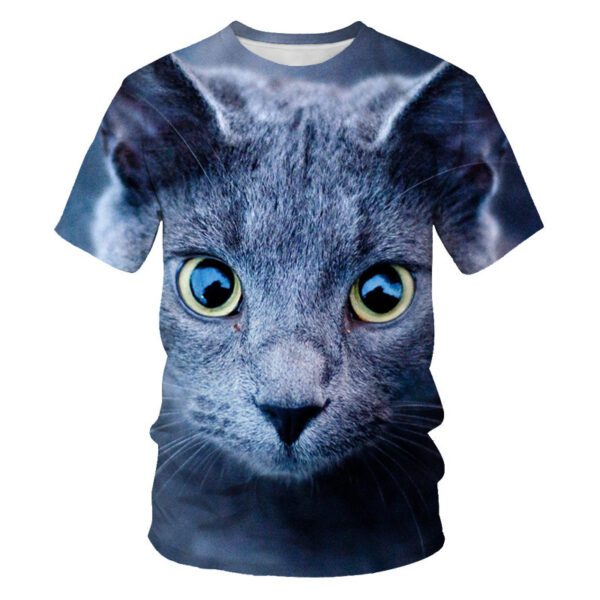 Men's Casual T-shirt with Eye-Catching 3D Printed Cat Pattern – Short Sleeve Comfort!