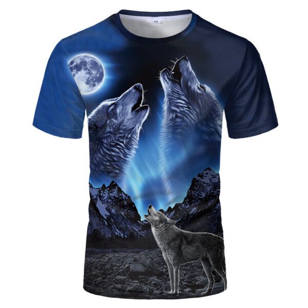 Men's 3D Digital Printed Animal Round Neck Casual Short Sleeve T-shirt