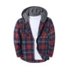 Men's Trendy Buttoned Checkered Trucker Hooded Jacket
