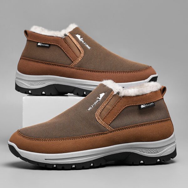 Men's Low-Top Warm Cotton Lined Fleece Snow Shoes With Non-Slip Soles