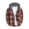 Men's Trendy Buttoned Checkered Trucker Hooded Jacket