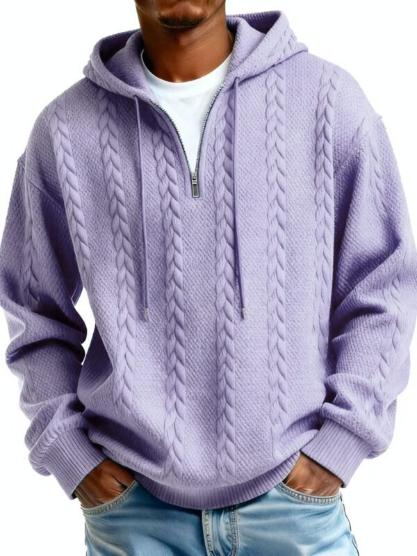 Men's Fashionable Half-zip Casual Hooded Sweater With Long Sleeves