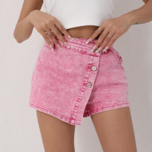 Women's Trendy High-Waisted Asymmetrical Short Denim Skirt Pants