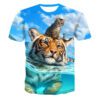 Men's 3D-Printed Wild Animal Graphic Short Sleeve T-Shirt for Casual Wear