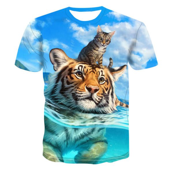 Men's 3D-Printed Wild Animal Graphic Short Sleeve T-Shirt for Casual Wear