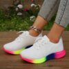 Women's Plus Size Rainbow Low-Top Lace-Up Shoes