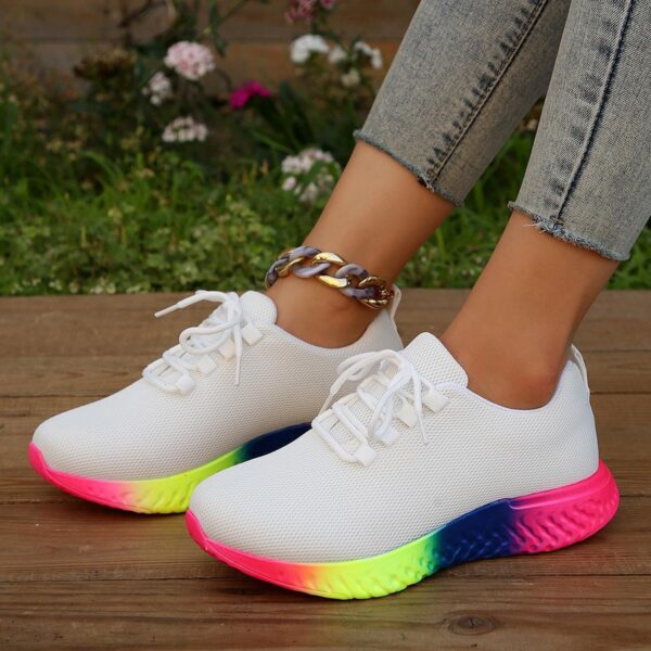 Women's Plus Size Rainbow Low-Top Lace-Up Shoes