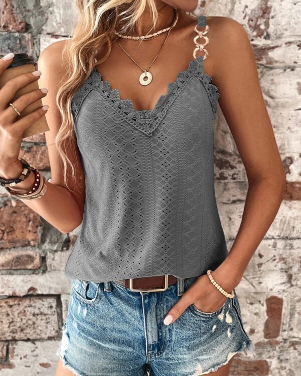 5957df93-c2aa-46dd-abe3-216ad09a6099.jpg Women's Solid Color Hollow Lace Camisole Fashion Top