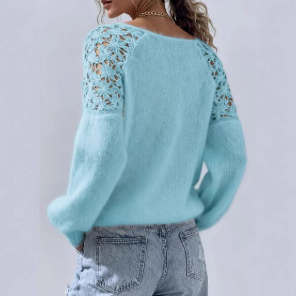 Women's Casual Crochet Long Sleeve Pullover Sweater