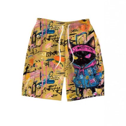Men's Fashionable 3D Printed Design Graffiti Swim Shorts