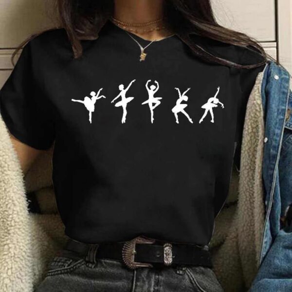 Women's Casual Ballet Graphic Print Crew Neck Short-Sleeve T-Shirt