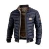 Men's Vintage Leather Quilted Patchwork Zip-Up Outdoor Jacket