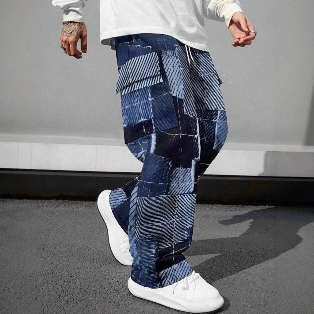 Men's Long Loose-Fit Camo Printed Design Breathable Cargo Pants