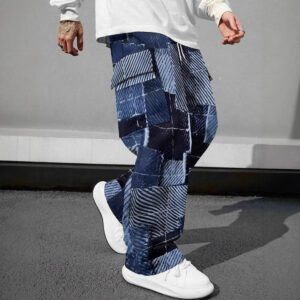 Men's Long Loose-Fit Camo Printed Design Breathable Cargo Pants