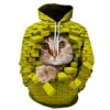 Men's Casual Eye-Catching 3D Printed Cat Hoodie