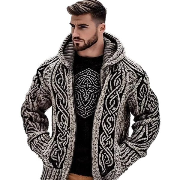 Men's Zippered Trendy Casual Dual Pocket Printed Hoodie