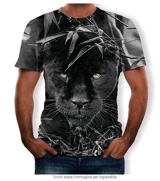 Men's 3D-Printed Wild Animal Graphic Short Sleeve T-Shirt for Casual Wear